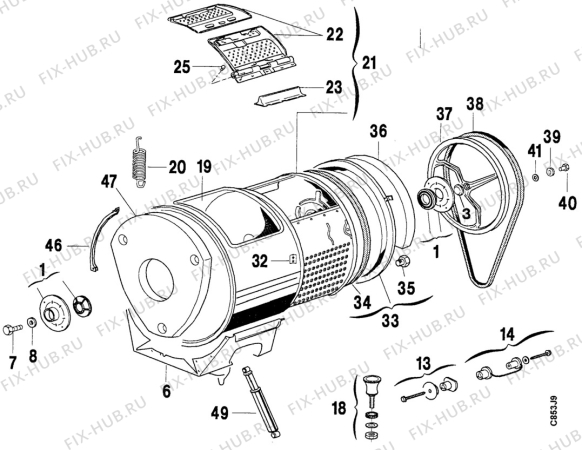 Взрыв-схема стиральной машины Zanussi TC844 - Схема узла Boiler